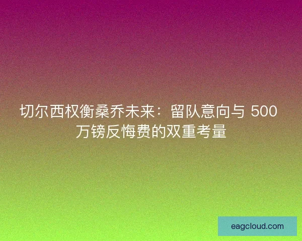 切尔西权衡桑乔未来：留队意向与 500 万镑反悔费的双重考量