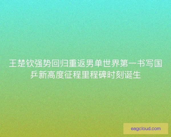 王楚钦强势回归重返男单世界第一书写国乒新高度征程里程碑时刻诞生
